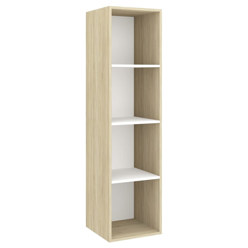 Tv-wandmeubel 37x37x142,5 cm bewerkt hout sonoma eikenkleur wit