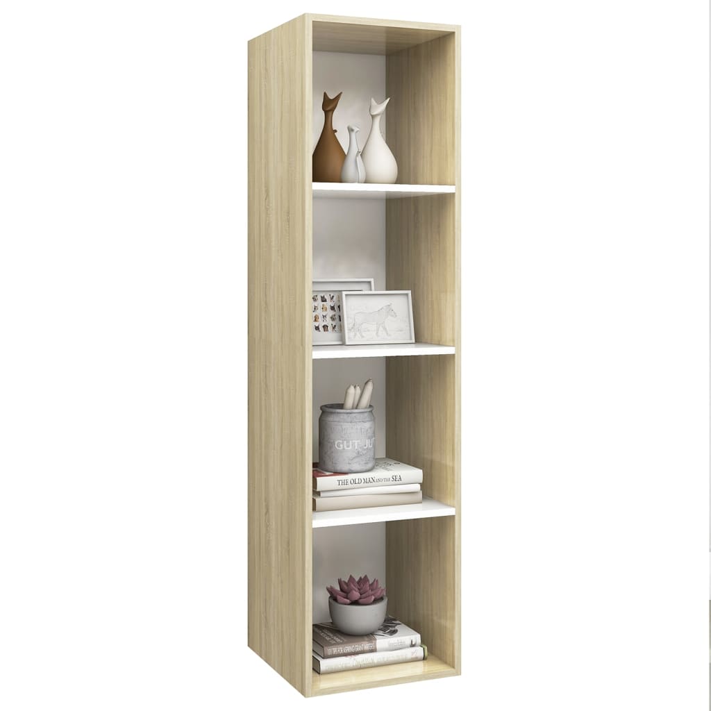 Tv-wandmeubel 37x37x142,5 cm bewerkt hout sonoma eikenkleur wit