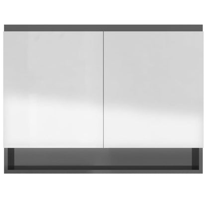 Badkamerkast met spiegel 80x15x60 cm MDF glanzend grijs