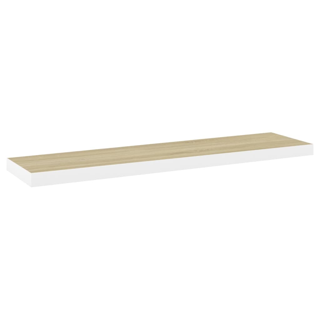 Wandschappen zwevend 2 st 90x23,5x3,8 cm MDF eikenkleurig wit