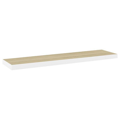 Wandschappen zwevend 2 st 90x23,5x3,8 cm MDF eikenkleurig wit