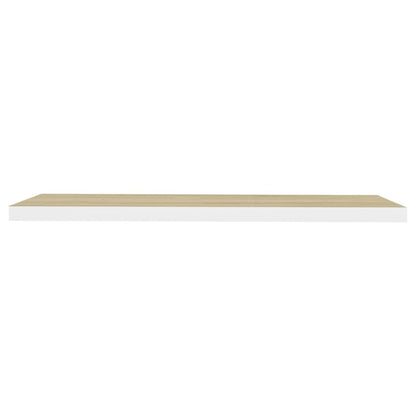 Wandschappen zwevend 2 st 90x23,5x3,8 cm MDF eikenkleurig wit