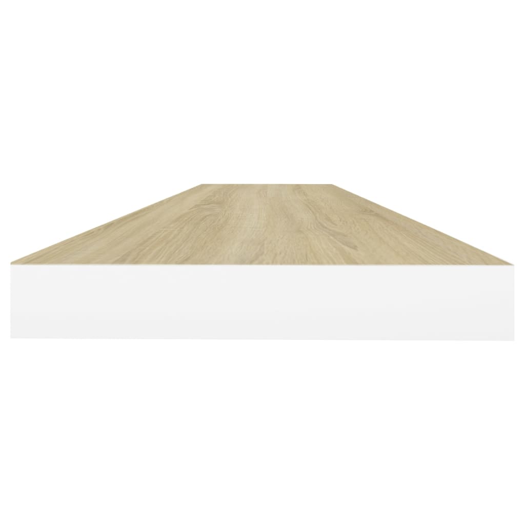 Wandschappen zwevend 2 st 90x23,5x3,8 cm MDF eikenkleurig wit