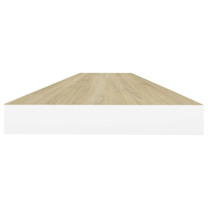 Wandschappen zwevend 2 st 90x23,5x3,8 cm MDF eikenkleurig wit