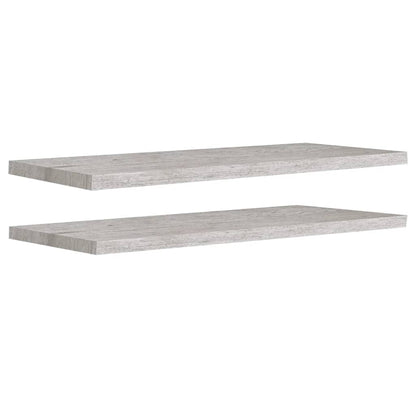 Wandschappen zwevend 2 st 90x23,5x3,8 cm MDF betongrijs