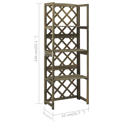 Latwerk met schappen 55x30x140 cm massief vurenhout grijs