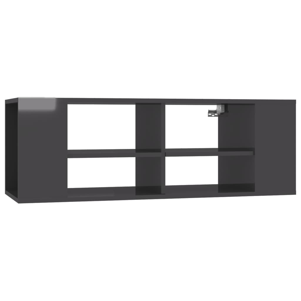 Tv-wandmeubel 102x35x35 cm bewerkt hout hoogglans grijs