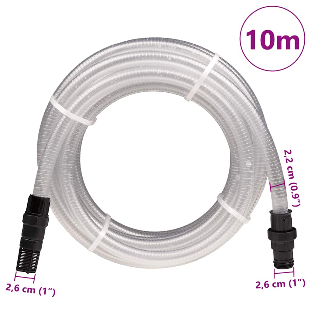 Zuigslang met PVC koppelingen 1,1'' 10 m PVC transparant