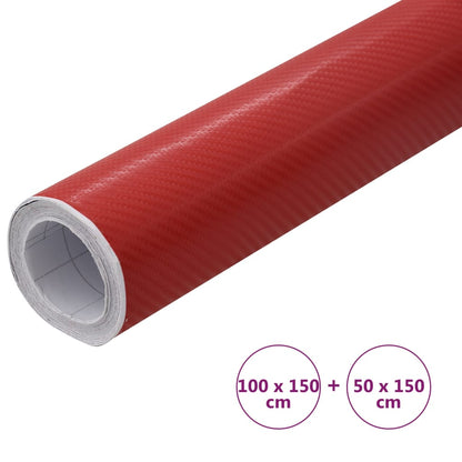 2 st Autofolie 4D 100x150 cm + 50x150 cm rood