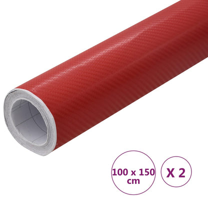 2 st Autofolie 4D 100x150 cm rood