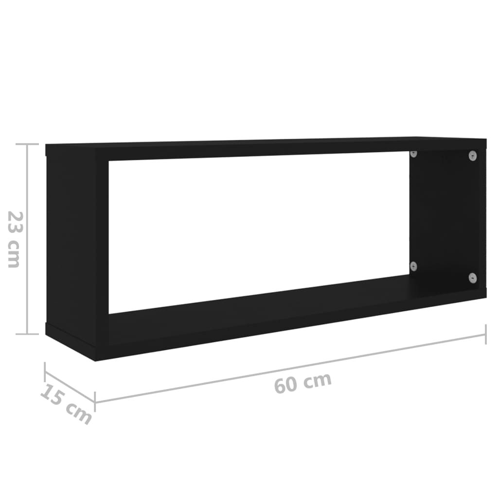 Wandschappen kubus 6 st 60x15x23 cm bewerkt hout zwart