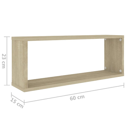 Wandschappen kubus 6 st 60x15x23 cm bewerkt hout sonoma eiken