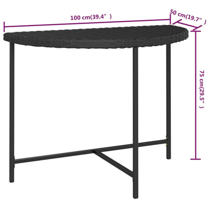 Tuintafel 100x50x75 cm poly rattan zwart