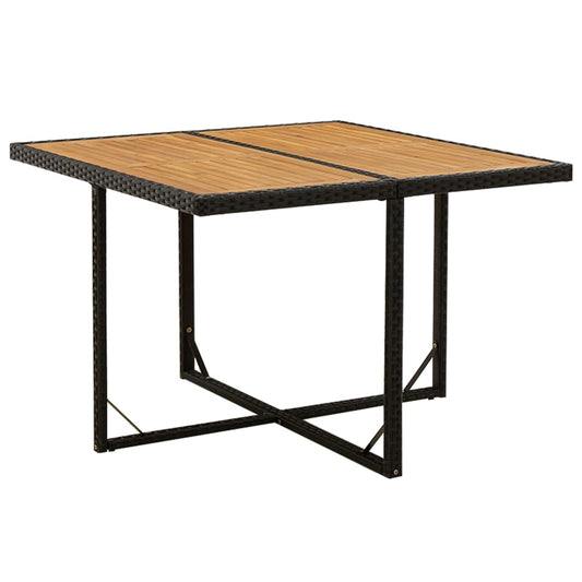 Tuintafel 109x107x74 cm poly rattan en massief acaciahout zwart