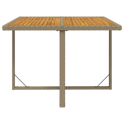 Tuintafel 109x107x74 cm poly rattan en massief acaciahout beige