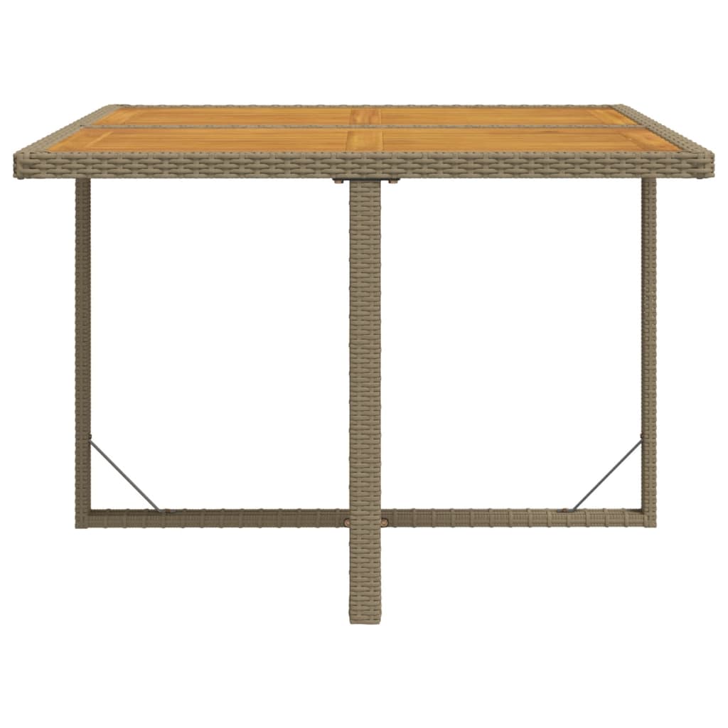 Tuintafel 109x107x74 cm poly rattan en massief acaciahout beige