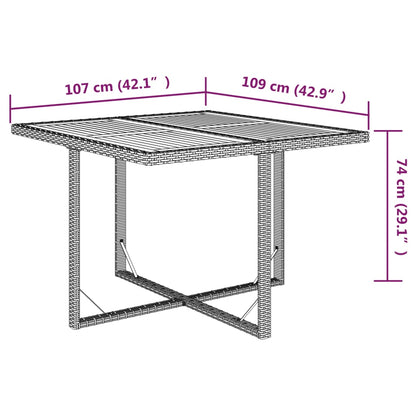 Tuintafel 109x107x74 cm poly rattan en massief acaciahout beige