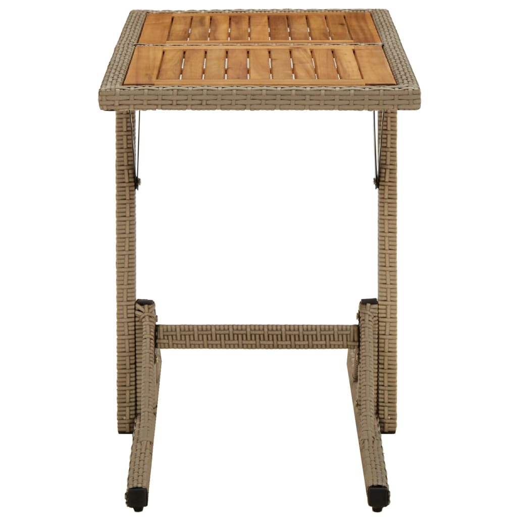 Tuintafel massief acaciahout en poly rattan beige