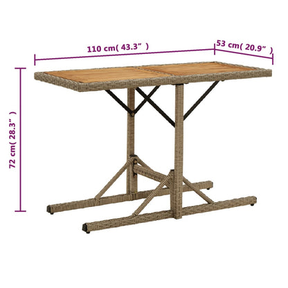 Tuintafel massief acaciahout en poly rattan beige