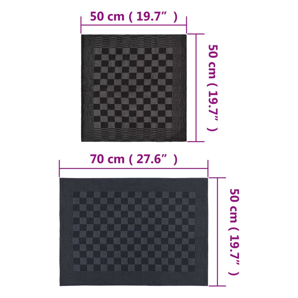 10-delige Keukendoekenset katoen zwart en grijs