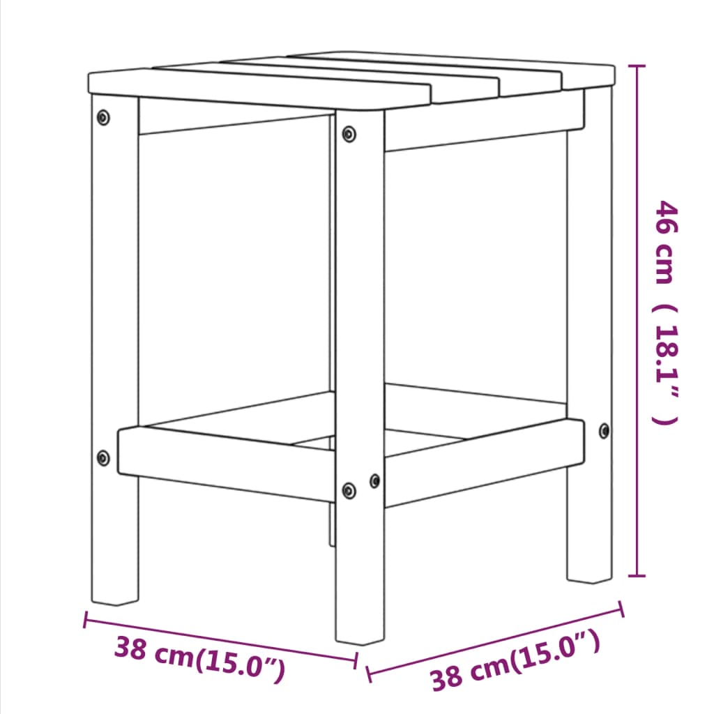 Tuintafel Adirondack 38x38x46 cm HDPE wit