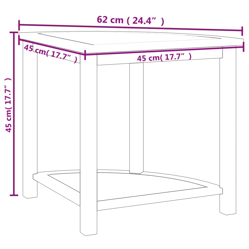 Badkamertafel 45x45x45 cm massief teakhout