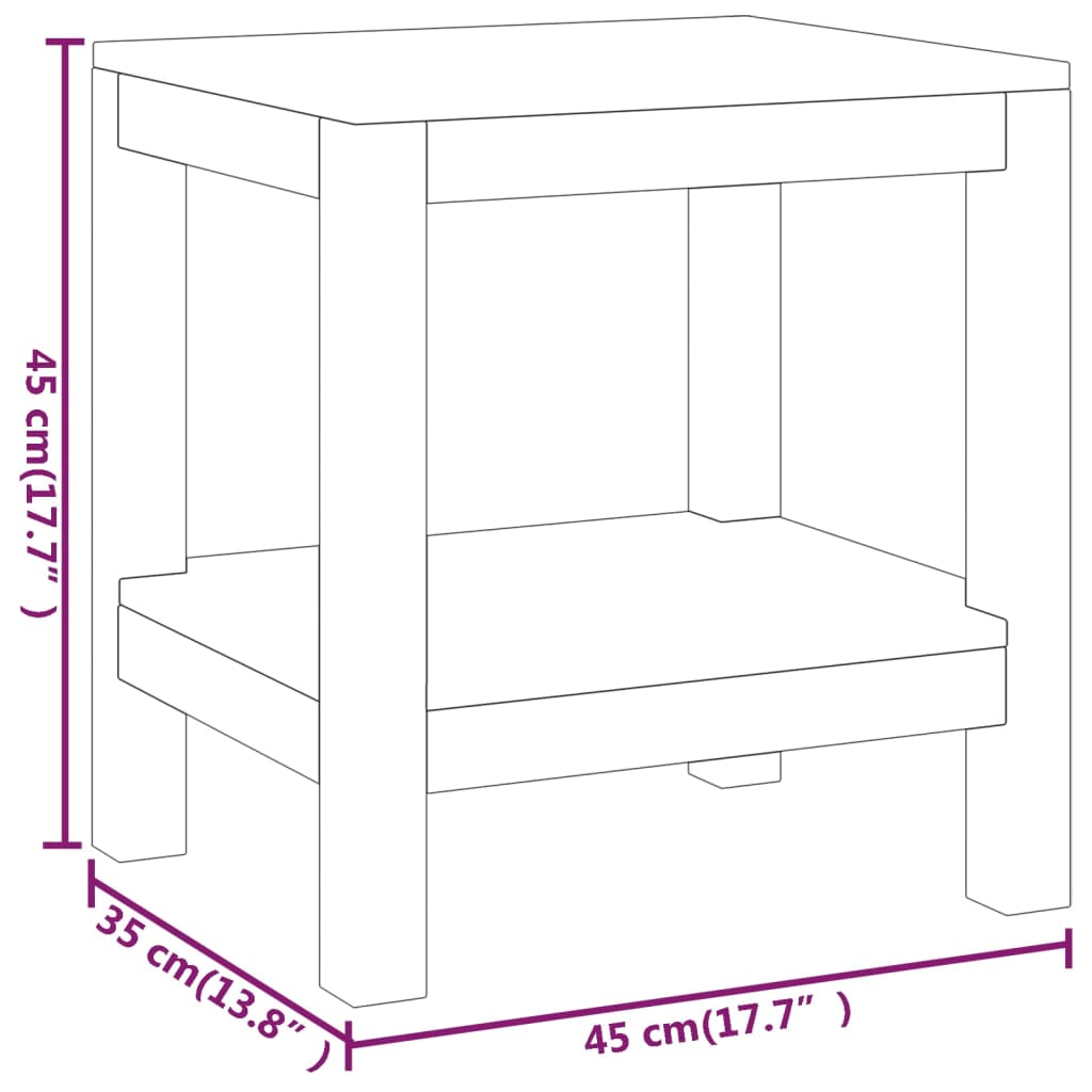 Badkamertafel 45x35x45 cm massief teakhout