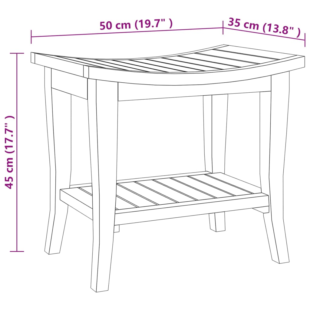 Badkamertafel 50x35x45 cm massief teakhout