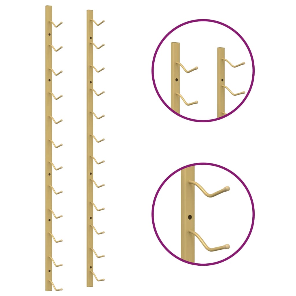 Wijnrek voor 12 flessen wandmontage ijzer goudkleurig
