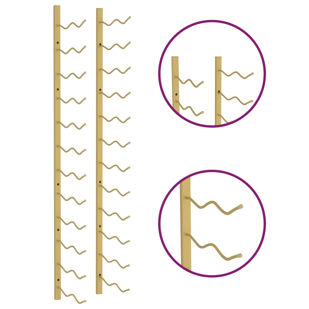 Wijnrek voor 24 flessen wandmontage ijzer goudkleurig