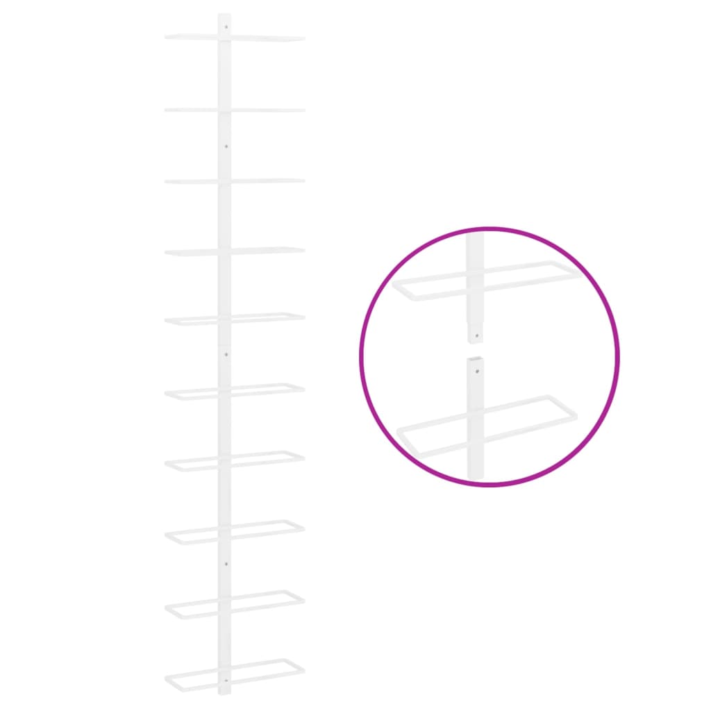 Wijnrek voor 10 flessen wandmontage metaal wit