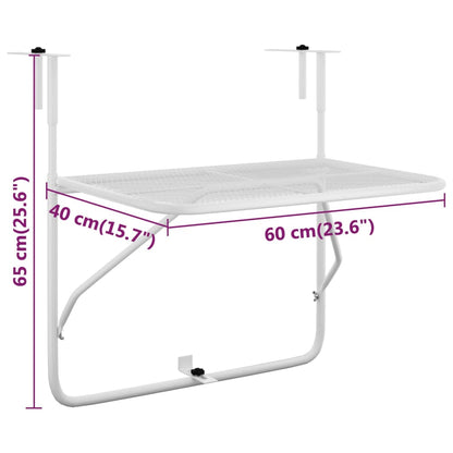 Balkontafel 60x40 cm staal wit