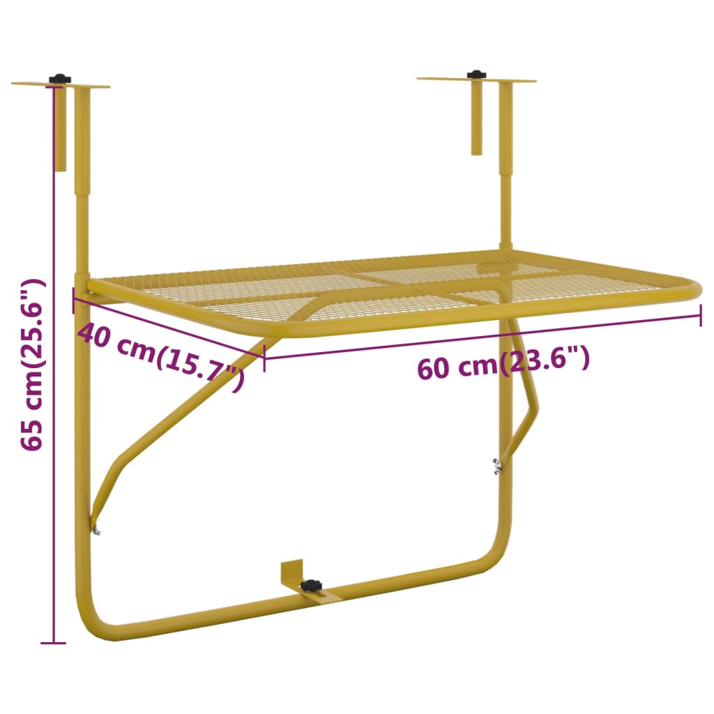 Balkontafel 60x40 cm staal goudkleurig