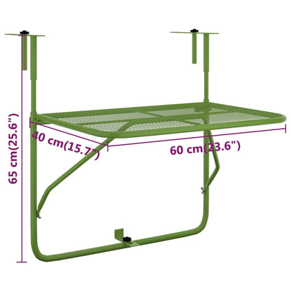 Balkontafel 60x40 cm staal groen