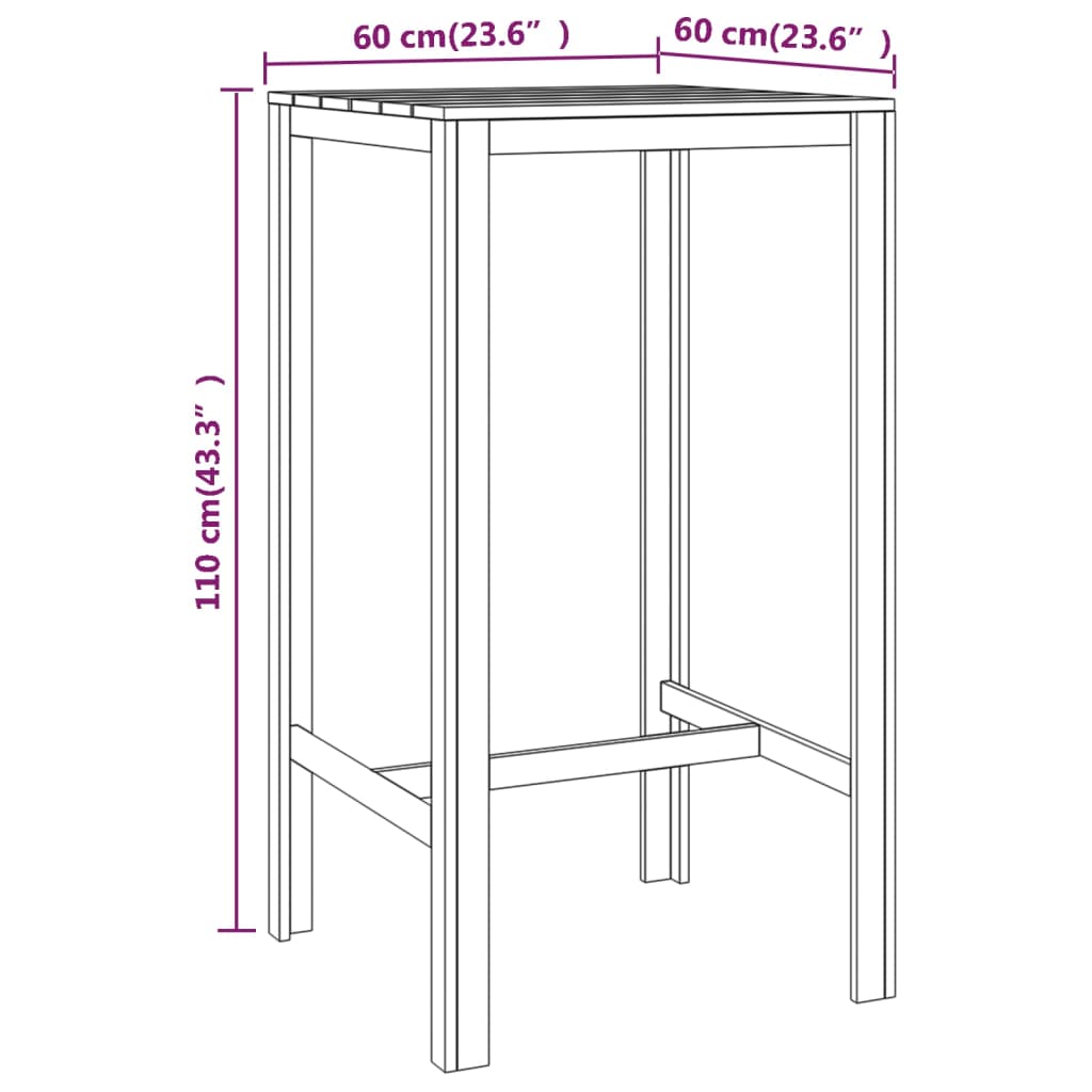 Bartafel 60x60x110 cm geïmpregneerd grenenhout