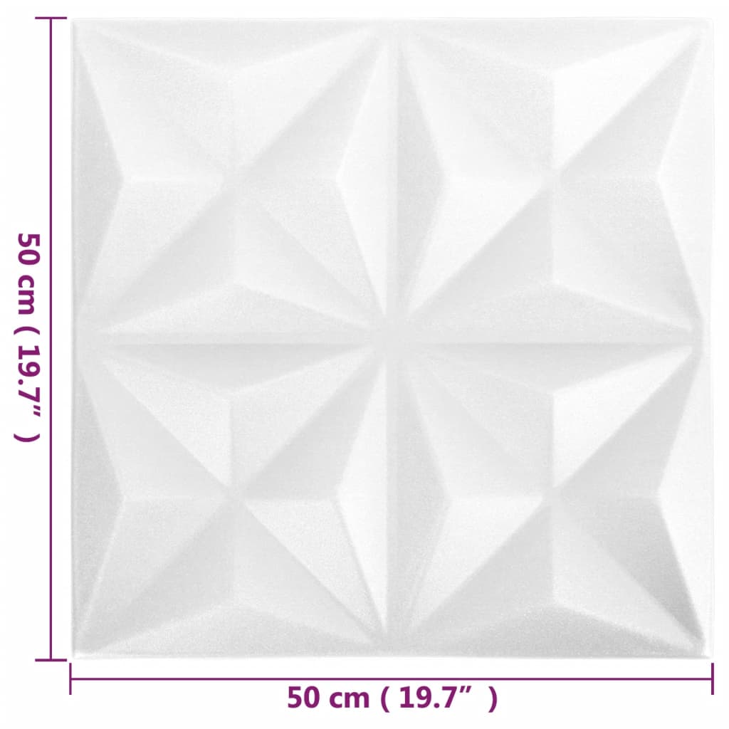 24 st Wandpanelen 3D origami 6 m² 50x50 cm wit