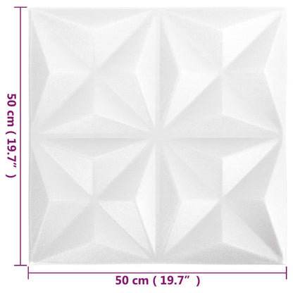 12 st Wandpanelen 3D origami 3 m² 50x50 cm wit