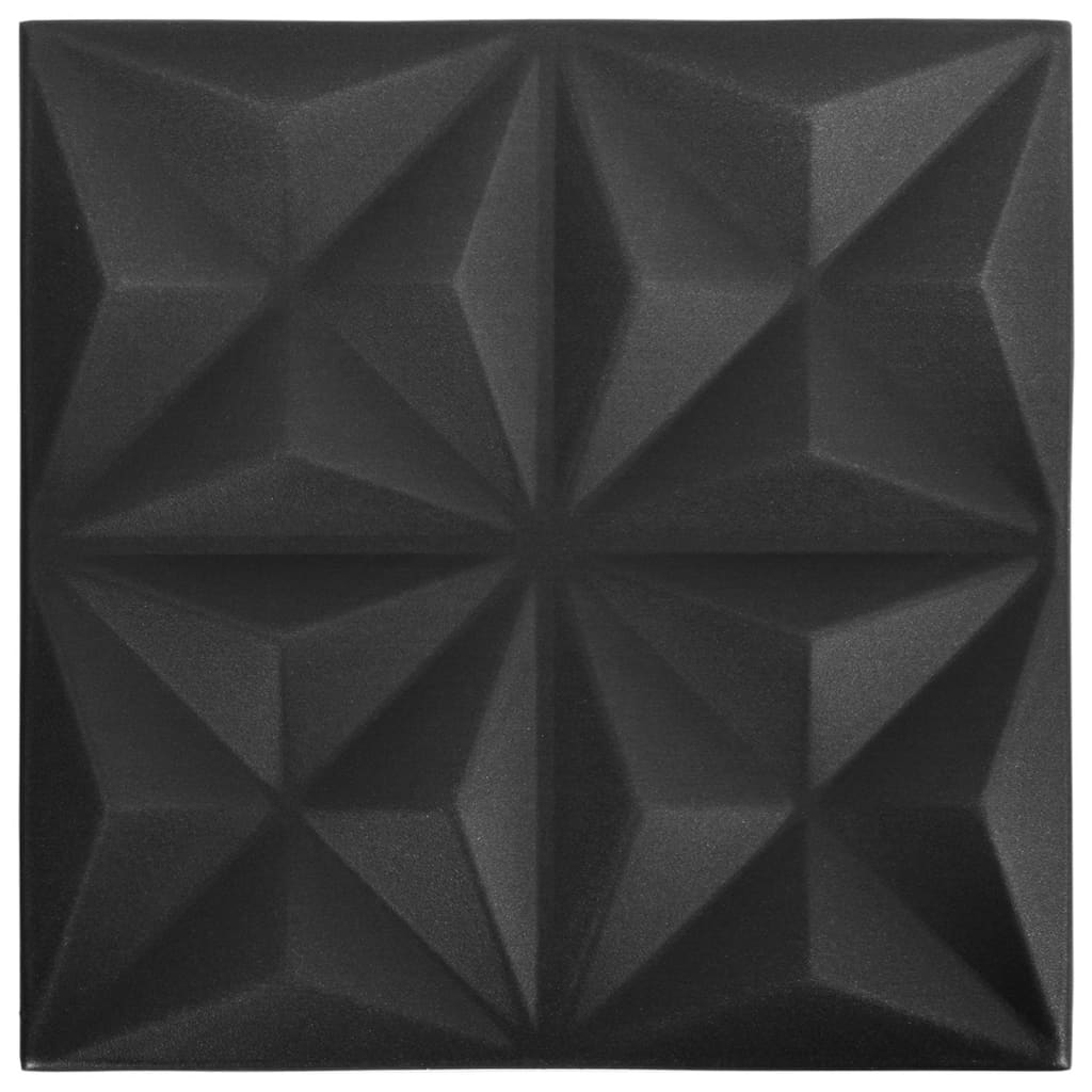 12 st Wandpanelen 3D origami 3 m² 50x50 cm zwart