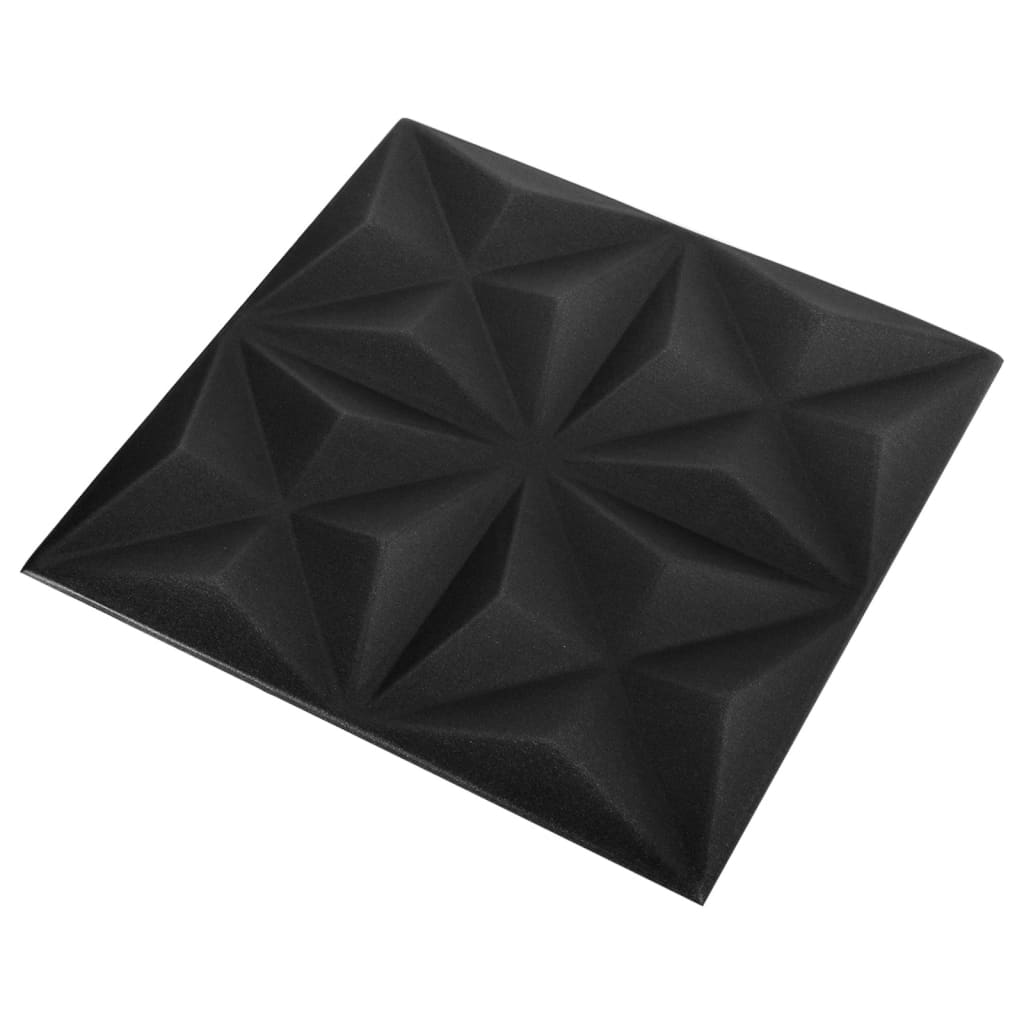 12 st Wandpanelen 3D origami 3 m² 50x50 cm zwart