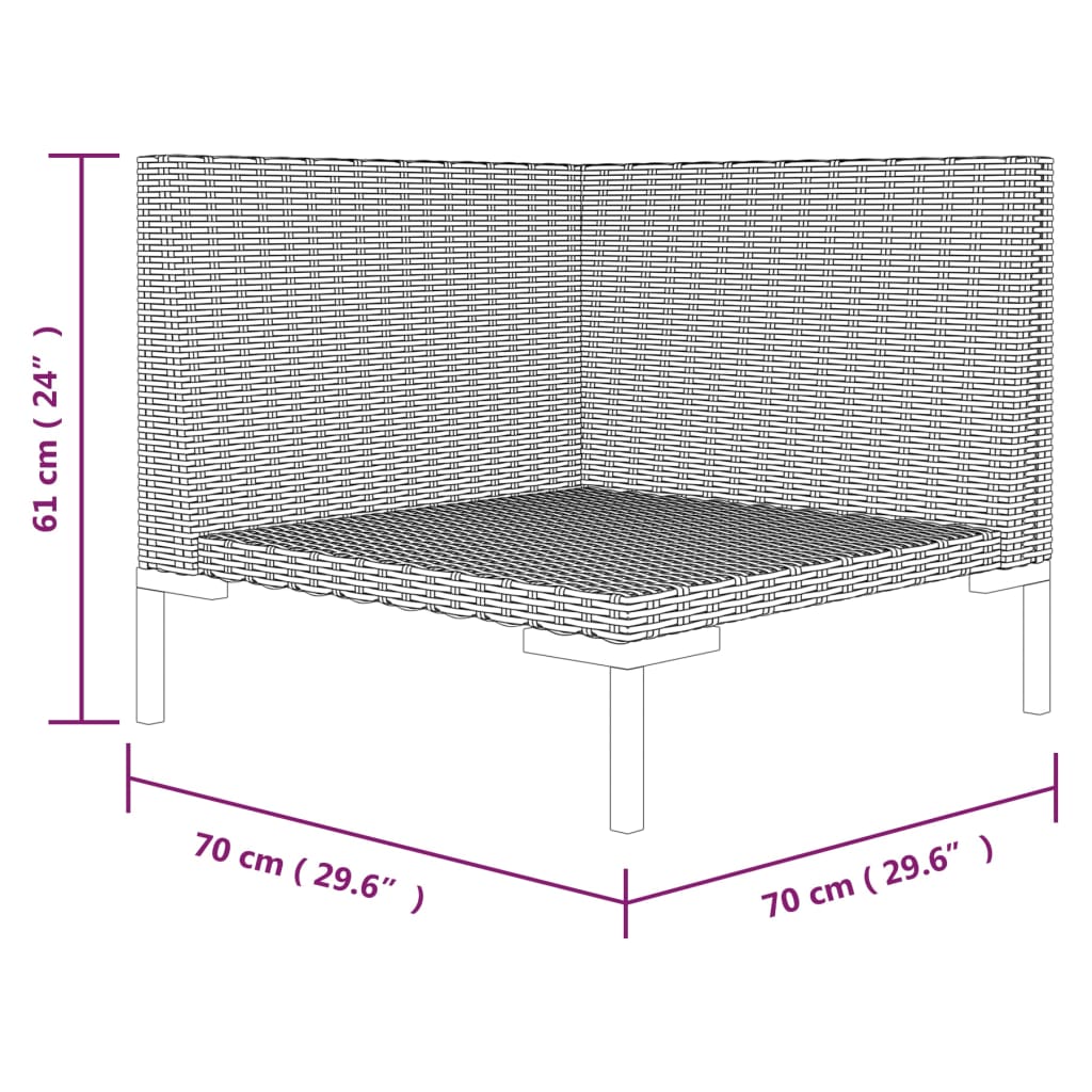 Tuinbank met kussens halfrond poly rattan