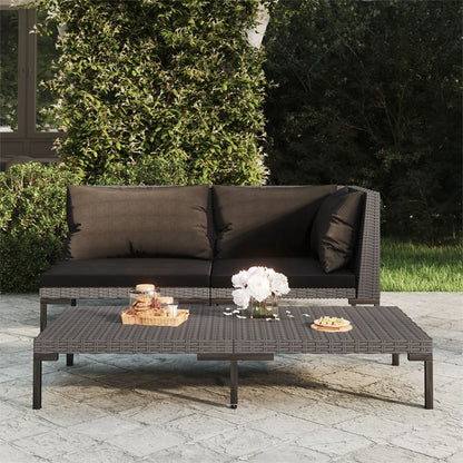 Tuinbank met kussens halfrond poly rattan