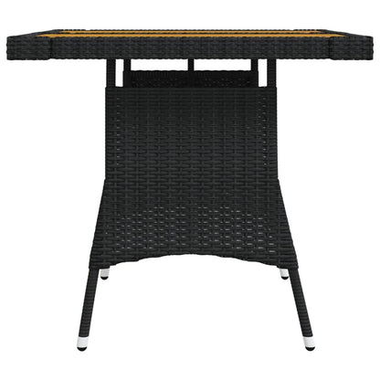 Tuintafel 70x70x72 cm poly rattan en massief acaciahout zwart