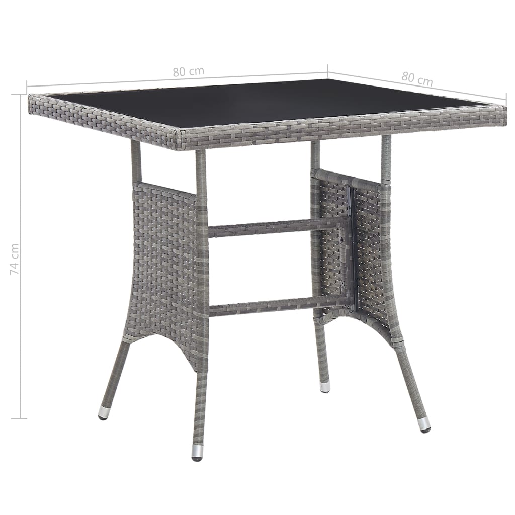 Tuintafel 80x80x74 cm poly rattan grijs