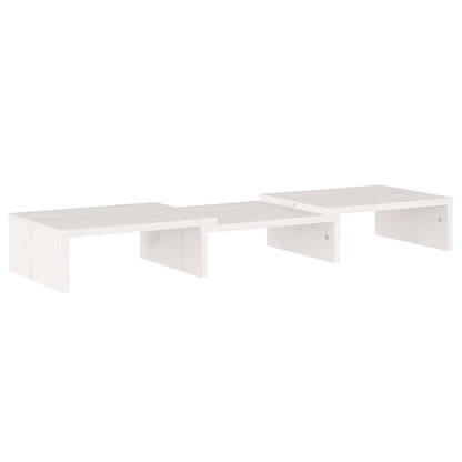 Monitorstandaard 60x24x10,5 cm massief grenenhout wit