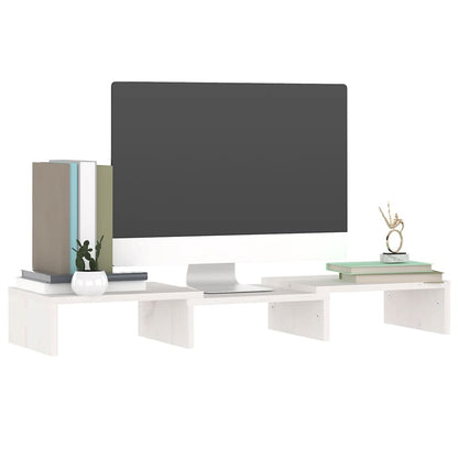 Monitorstandaard 60x24x10,5 cm massief grenenhout wit