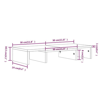 Monitorstandaard 60x24x10,5 cm massief grenenhout wit