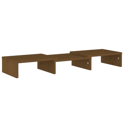 Monitorstandaard 60x24x10,5 cm massief grenenhout honingbruin