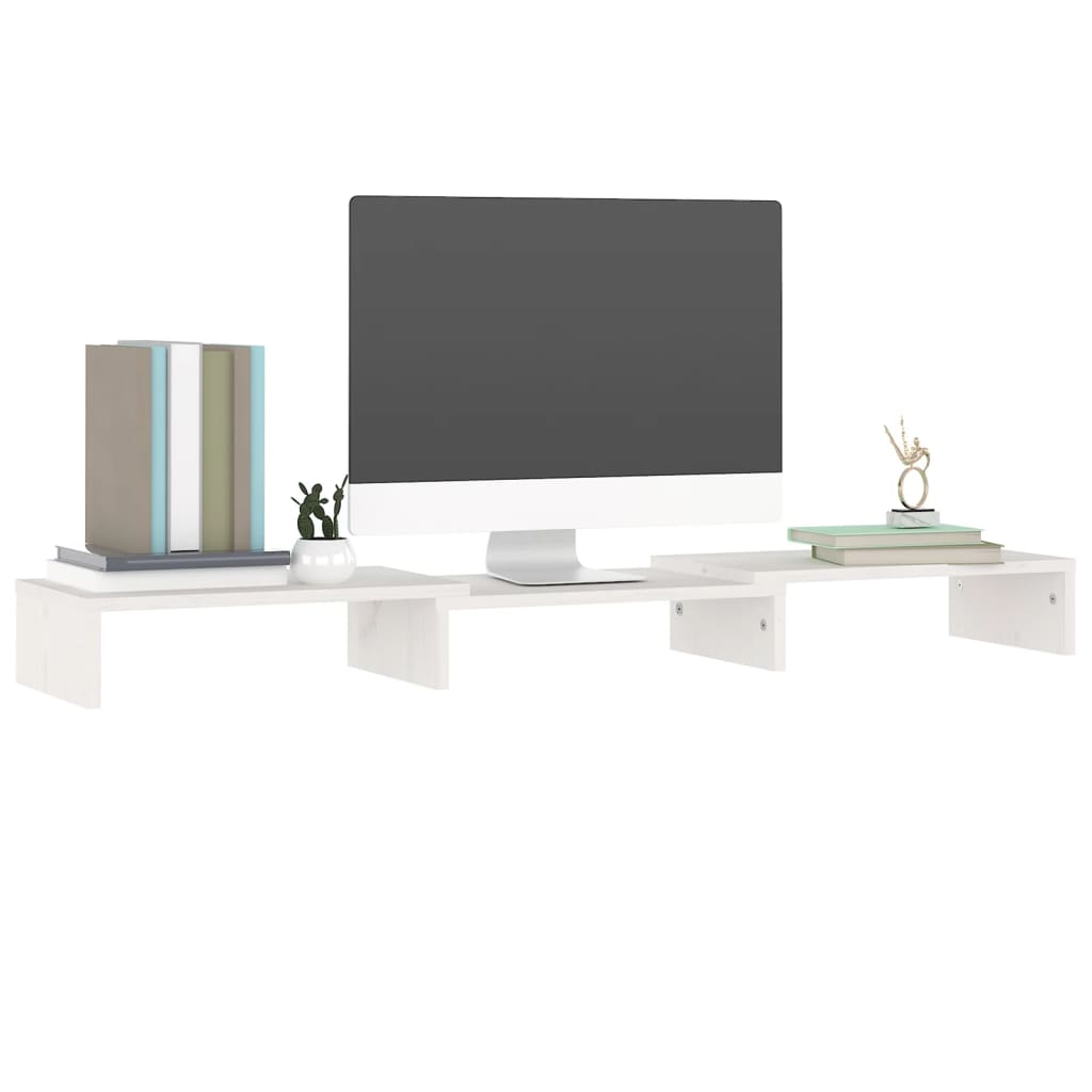 Monitorstandaard 80x24x10,5 cm massief grenenhout wit