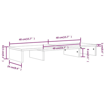 Monitorstandaard 80x24x10,5 cm massief grenenhout wit