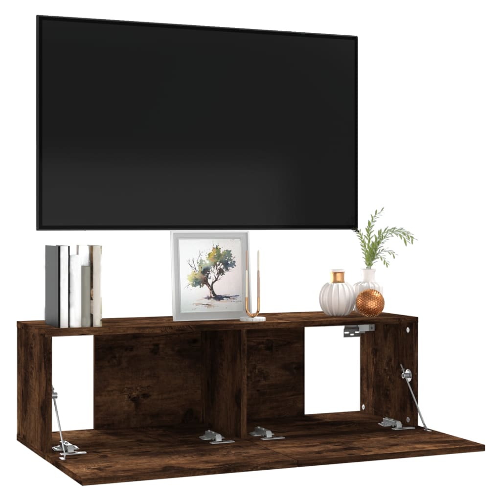 Tv-wandmeubel 100x30x30 cm bewerkt hout gerookt eikenkleurig